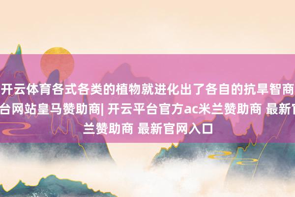 开云体育各式各类的植物就进化出了各自的抗旱智商-开云平台网站皇马赞助商| 开云平台官方ac米兰赞助商 最新官网入口